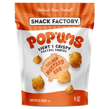 Snack Factory Popums Golden Mustard BBQ Pretzel Snacks, 9 Oz Bag