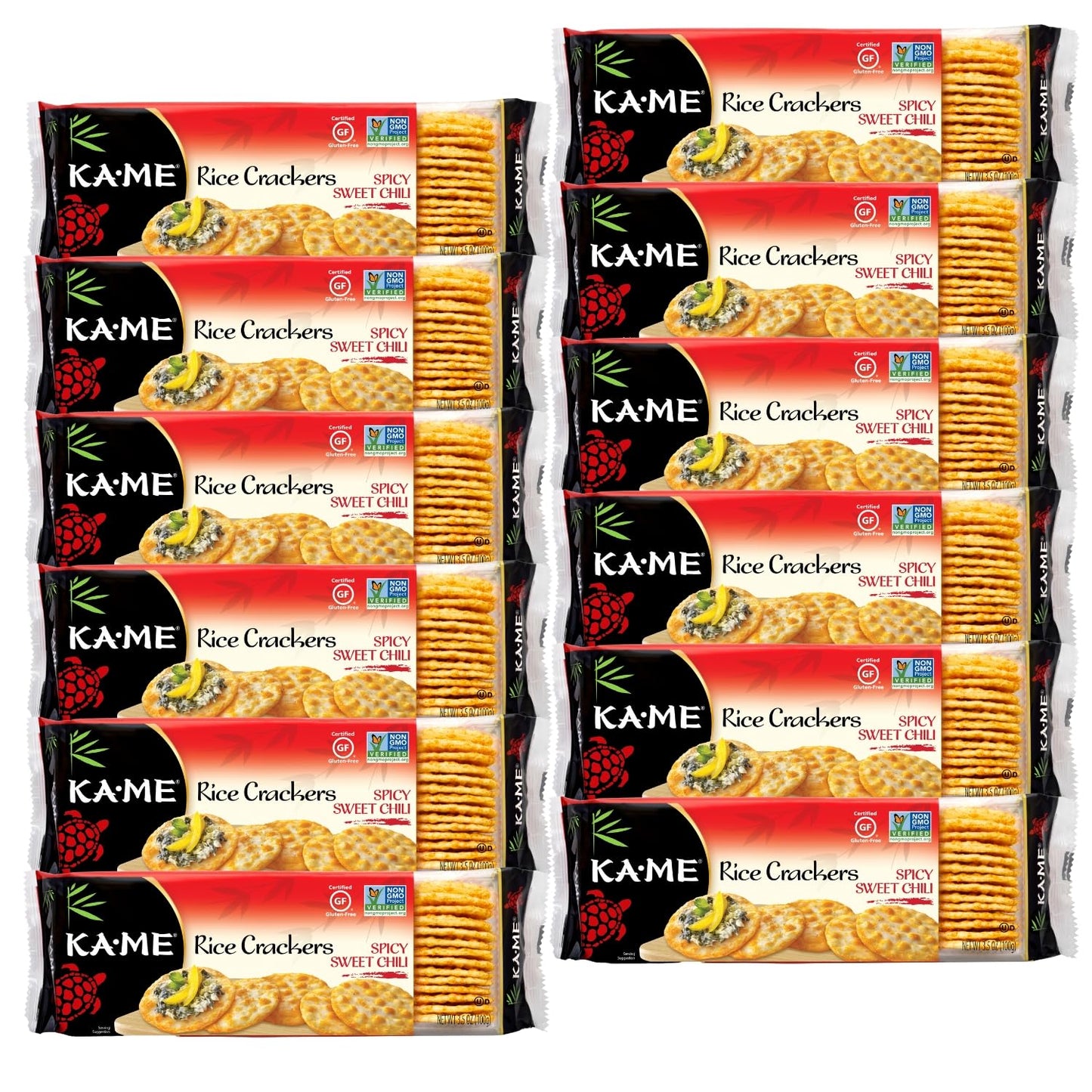 Ka-Me Rice Crackers Gluten Free And Non GMO Verified - Spicy Sweet Chili (Pack of 12)