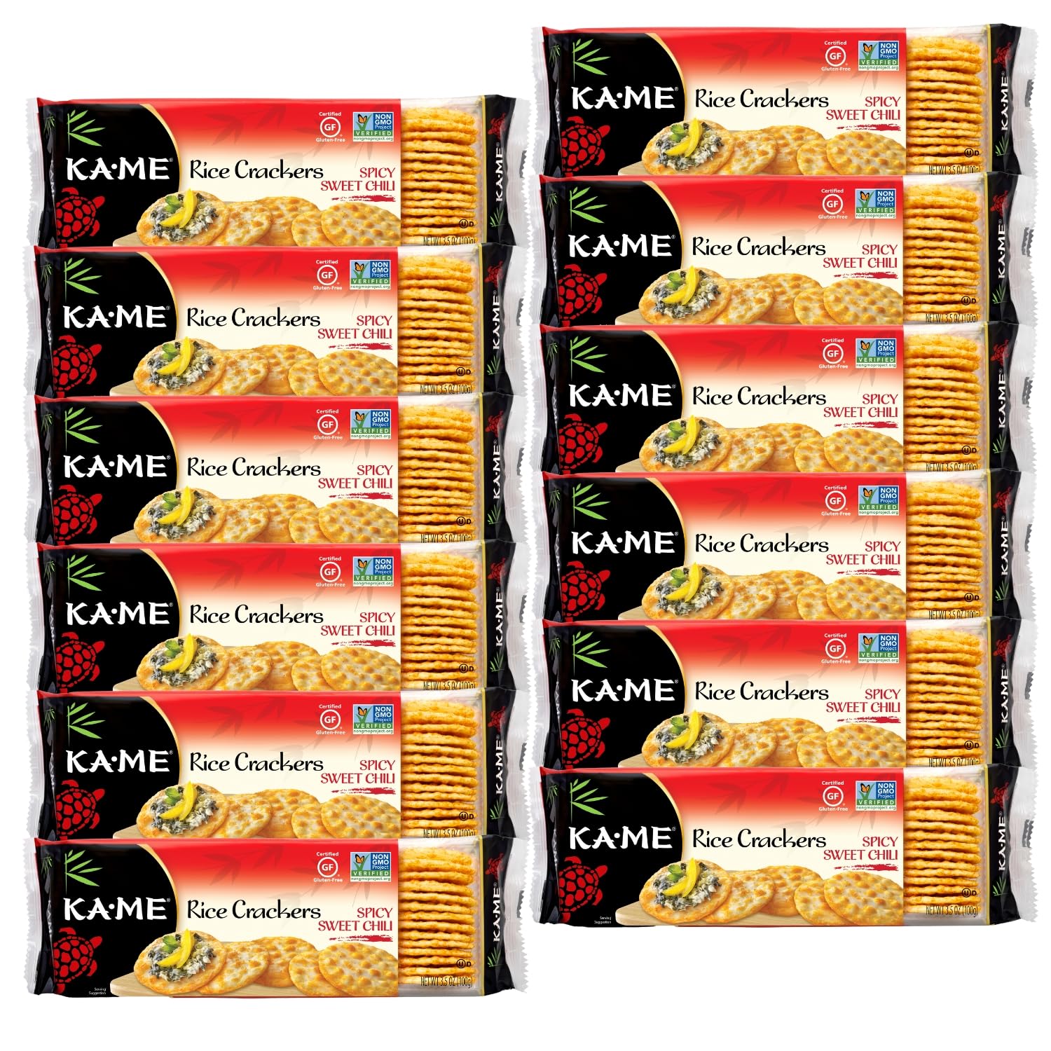 Ka-Me Rice Crackers Gluten Free And Non GMO Verified - Spicy Sweet Chili (Pack of 12)
