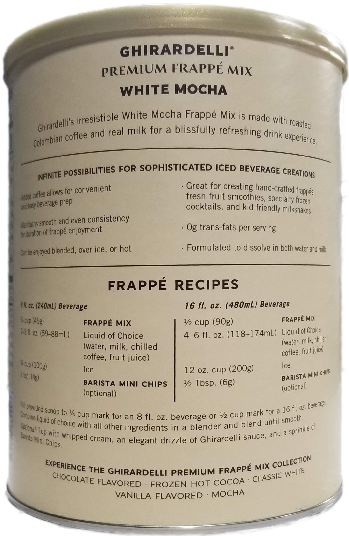 Ghirardelli White Mocha Frappe, 3.12 Pound