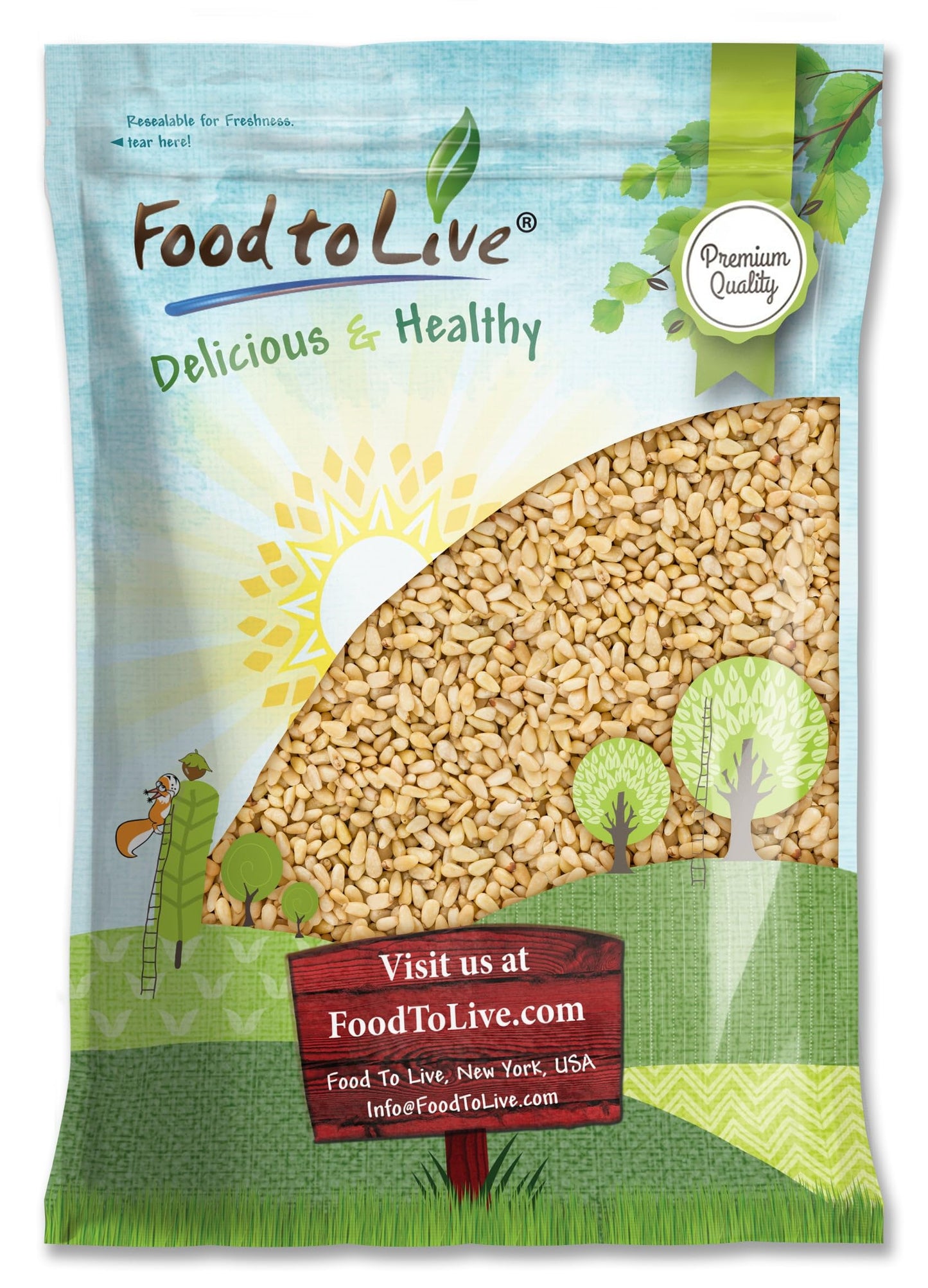 Food to Live - Pine Nuts, 8 Pounds - Whole Raw Pignolias, Unsalted, Kosher. Rich in Vitamin E, Protein. Great for Pesto, Salads,