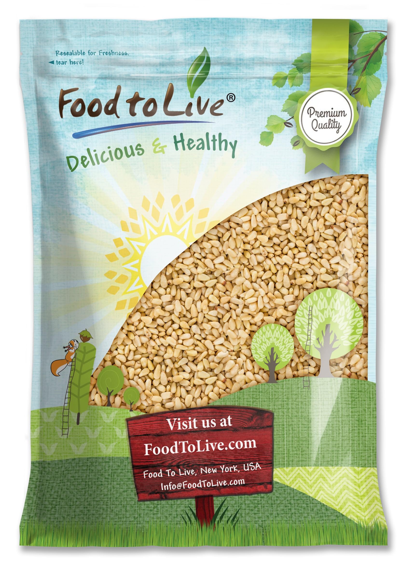 Food to Live - Pine Nuts, 8 Pounds - Whole Raw Pignolias, Unsalted, Kosher. Rich in Vitamin E, Protein. Great for Pesto, Salads,
