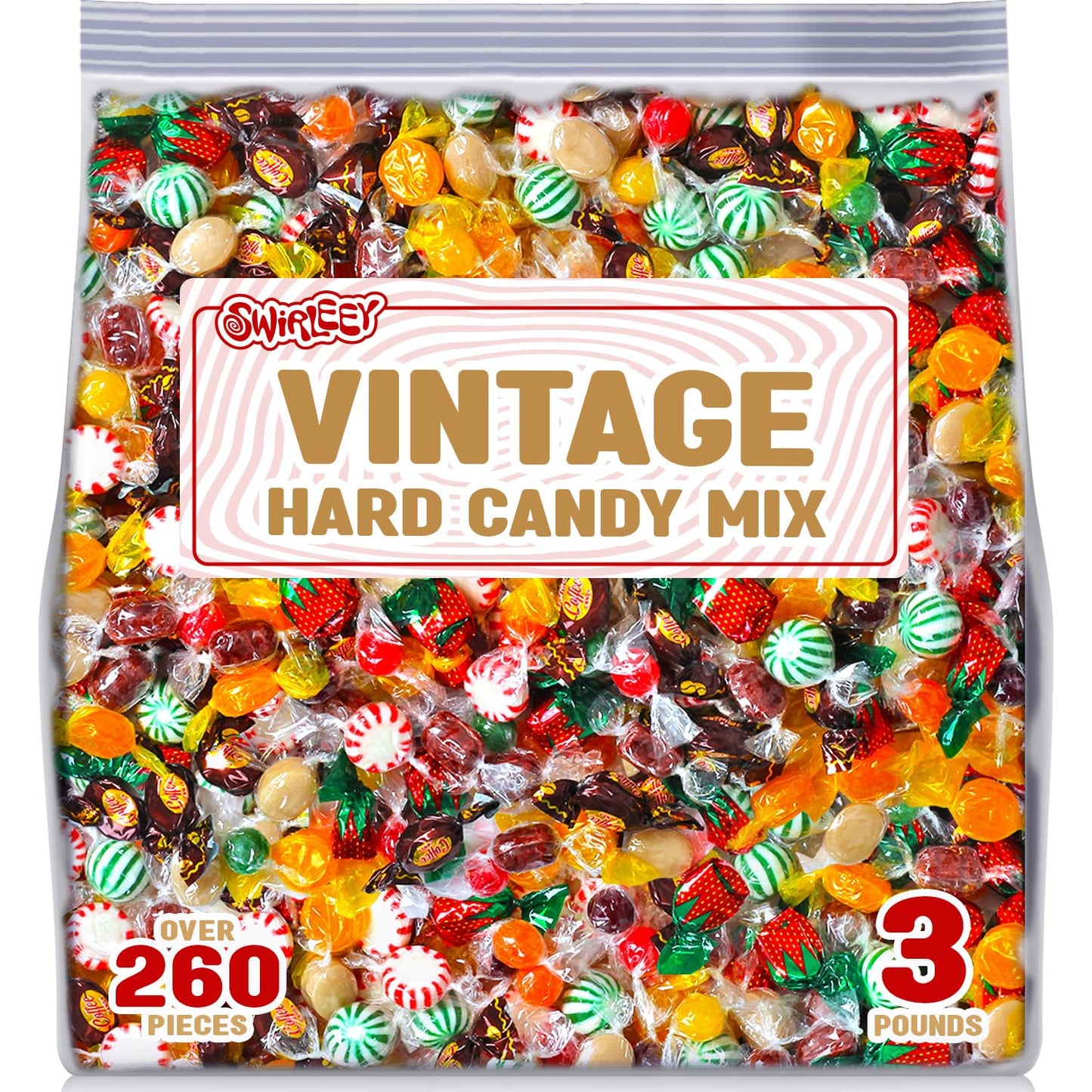SWIRLEEY Hard Candy Assortment - 3 Pounds - Classic Flavors including Root Beer, Butterscotch, Strawberry Bon Bons, and More