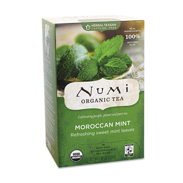 Numi 10104 Organic Teas And Teasans, 1.4Oz, Moroccan Mint, 18/Box