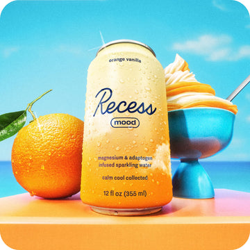 Recess Magnesium dietary product Drink, Calming Beverage, Orange Vanilla, 12 Fl Oz, Pack of 12