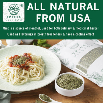 Spices Village Dried Peppermint Leaves (2 Oz) - Fresh Peppermint Leaves, Mint Herb, Crushed Mint Spice Great For Loose Leaf Tea,