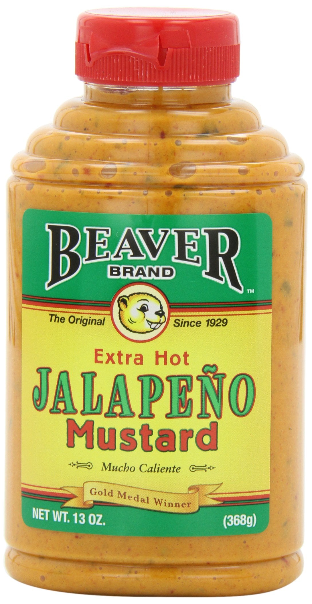 Beaver Jalapeno Mustard, 13 Ounce Squeeze Bottle (Pack of 6)
