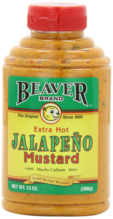 Beaver Jalapeno Mustard, 13 Ounce Squeeze Bottle (Pack of 6)