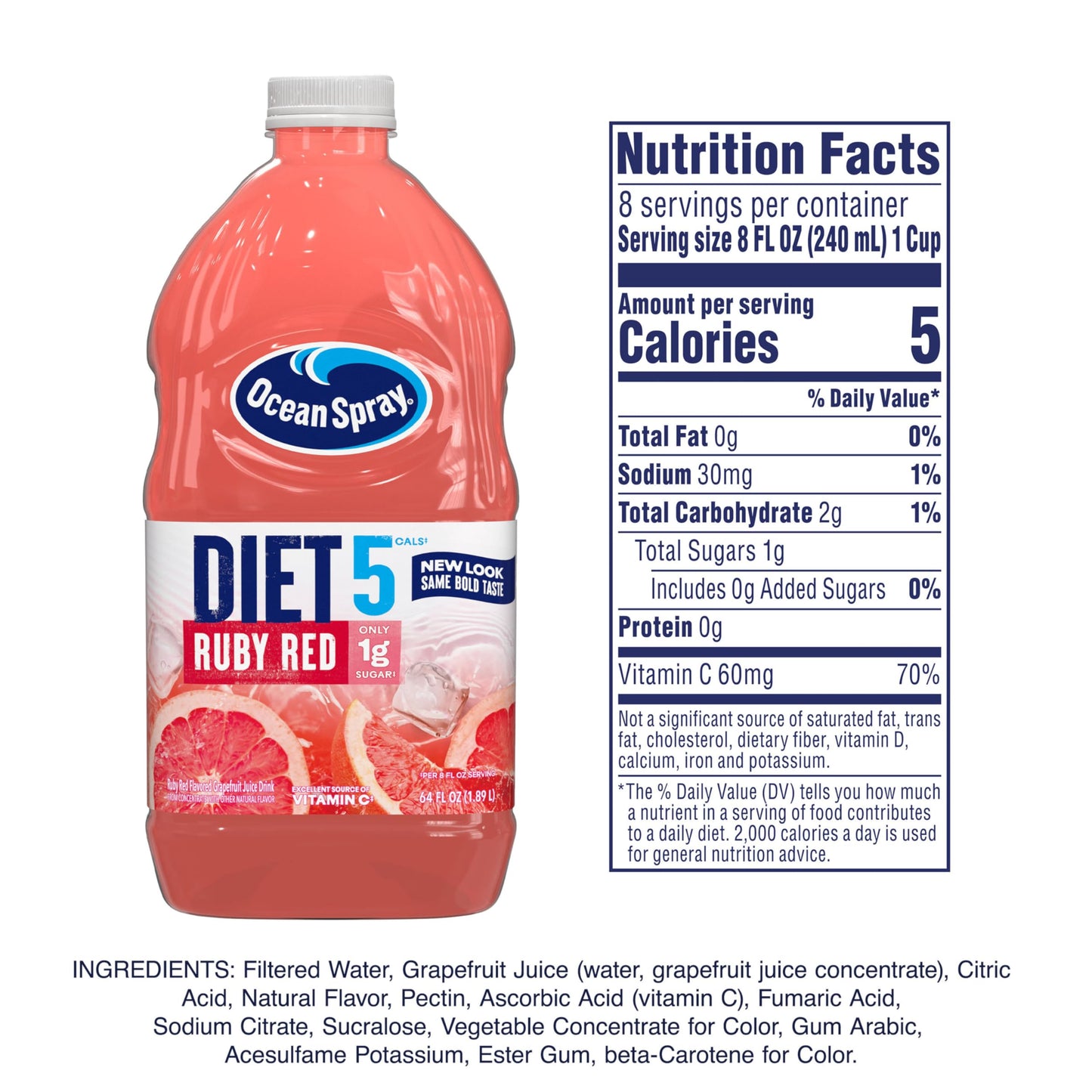 Ocean Spray Diet Ruby Red Juice, 64 Ounce Bottle