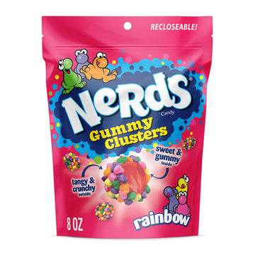 Nerds Gummy Clusters, Candy, Rainbow, Crunchy And Gummy, 8 Oz