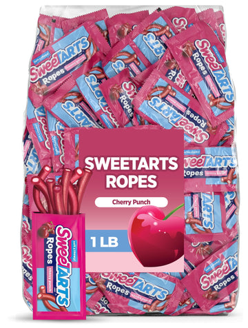 Cherry Punch Candy Ropes - Soft & Chewy Bulk 1 LB Pack (Approx. 30 Pieces), Individually Wrapped Treats for Valentines Day, Part
