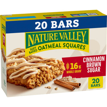 Nature Valley Soft-Baked Oatmeal Squares, Cinnamon Brown Sugar, 20 Count, 24.8 OZ