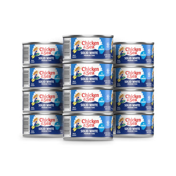 Chicken of the Sea Solid White enhanced Albacore Tuna in Water, Wild Caught Tuna, 12 oz. Can (Pack of 12)