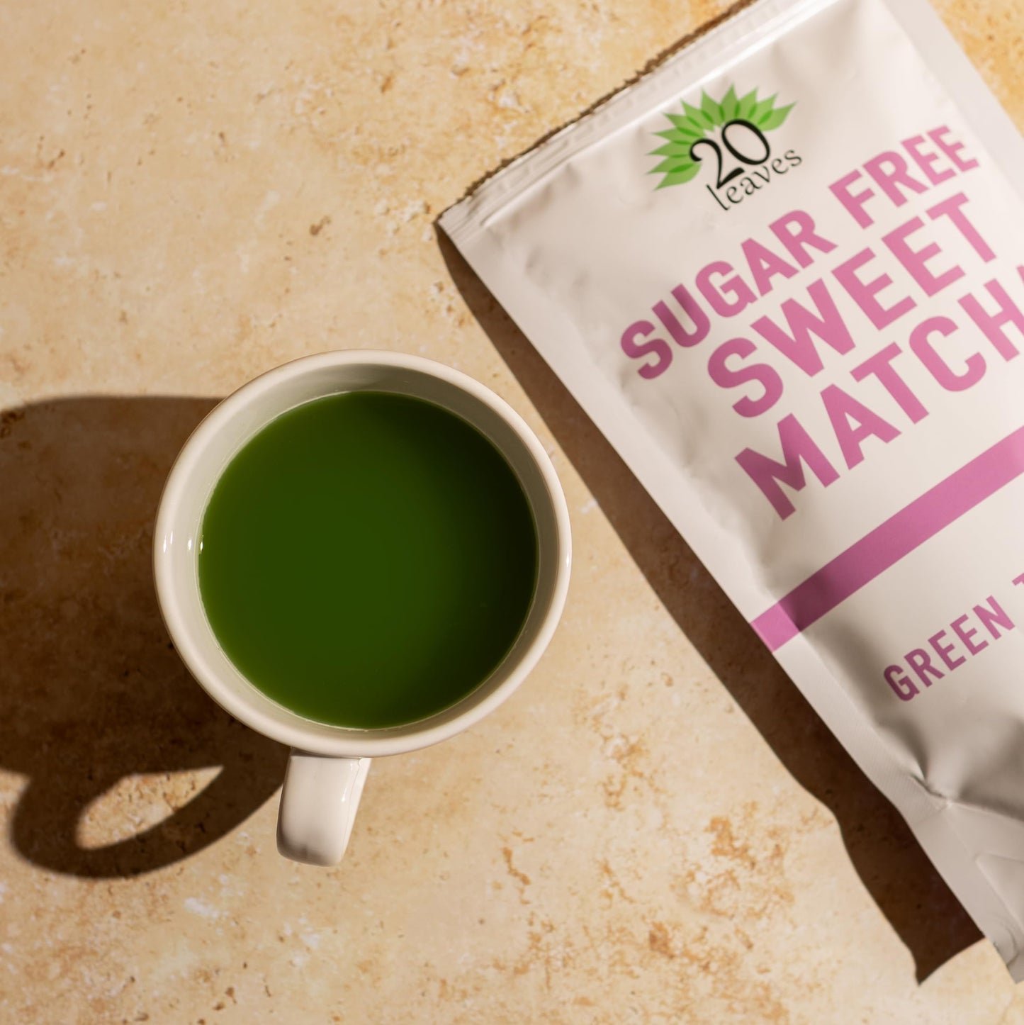Japanese Sugar Free Sweet Matcha Powder - Sweetened Green Tea Powder - Barista Cafe Style Blend For Latte - 1Lb Pouch - 16Oz - 1
