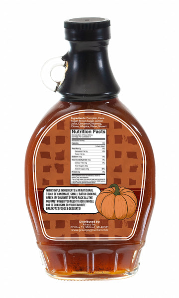 Green Jay Gourmet Pumpkin Spice Syrup - Premium Breakfast Syrup With Pumpkin, Spices & Lemon Juice - All-Natural, Non-Gmo Pancak