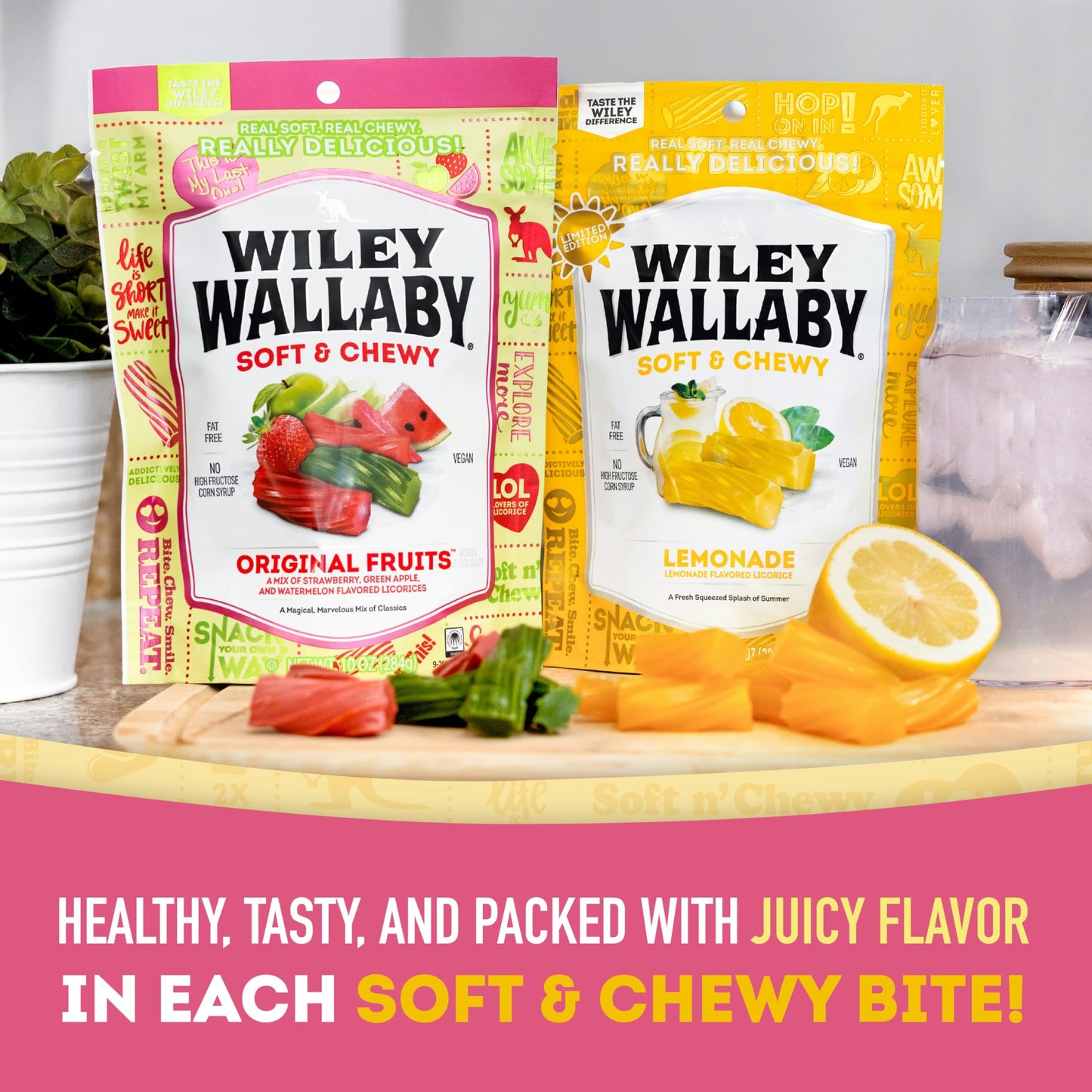 Wiley Wallaby Licorice Variety Pack - Original Fruits And Lemonade Classic Gourmet Soft & Chewy Australian Licorice Candy - Pack