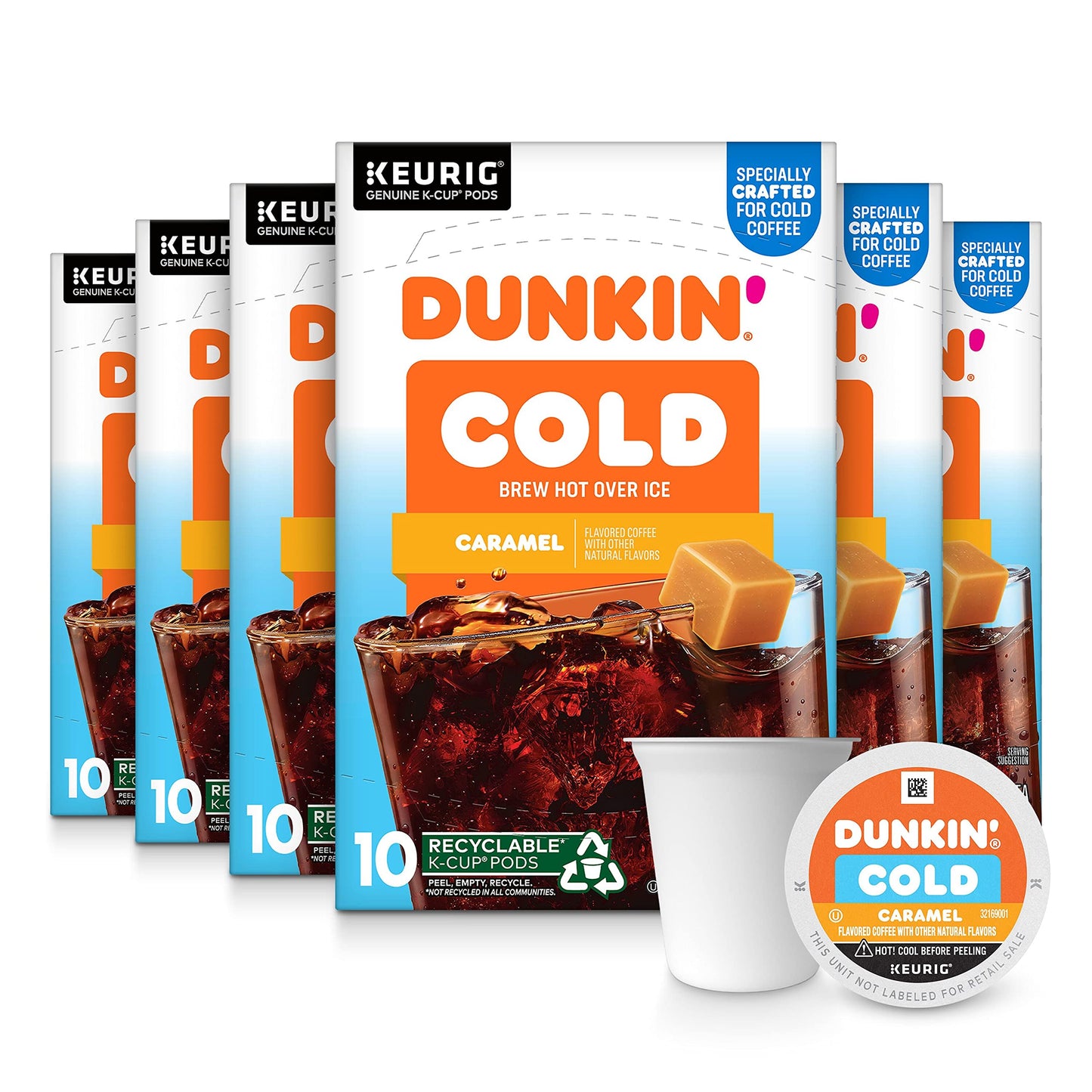 Dunkin Cold Caramel Flavored Coffee, 60 Keurig K-Cup Pods