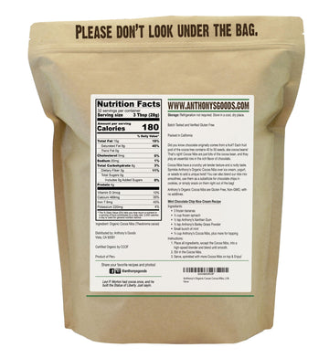 Anthonys Organic Cacao Cocoa Nibs, Rich Brown, 2 lb Pack