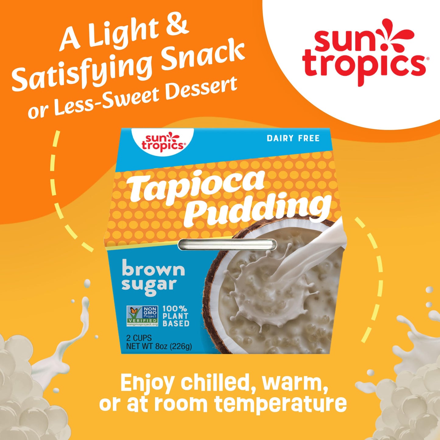 Sun Tropics Tapioca Pudding, Brown Sugar | Vegan Pudding, Dairy Free Pudding | Gluten Free, Low Sugar, Non-Gmo | Ready-To-Eat Pu