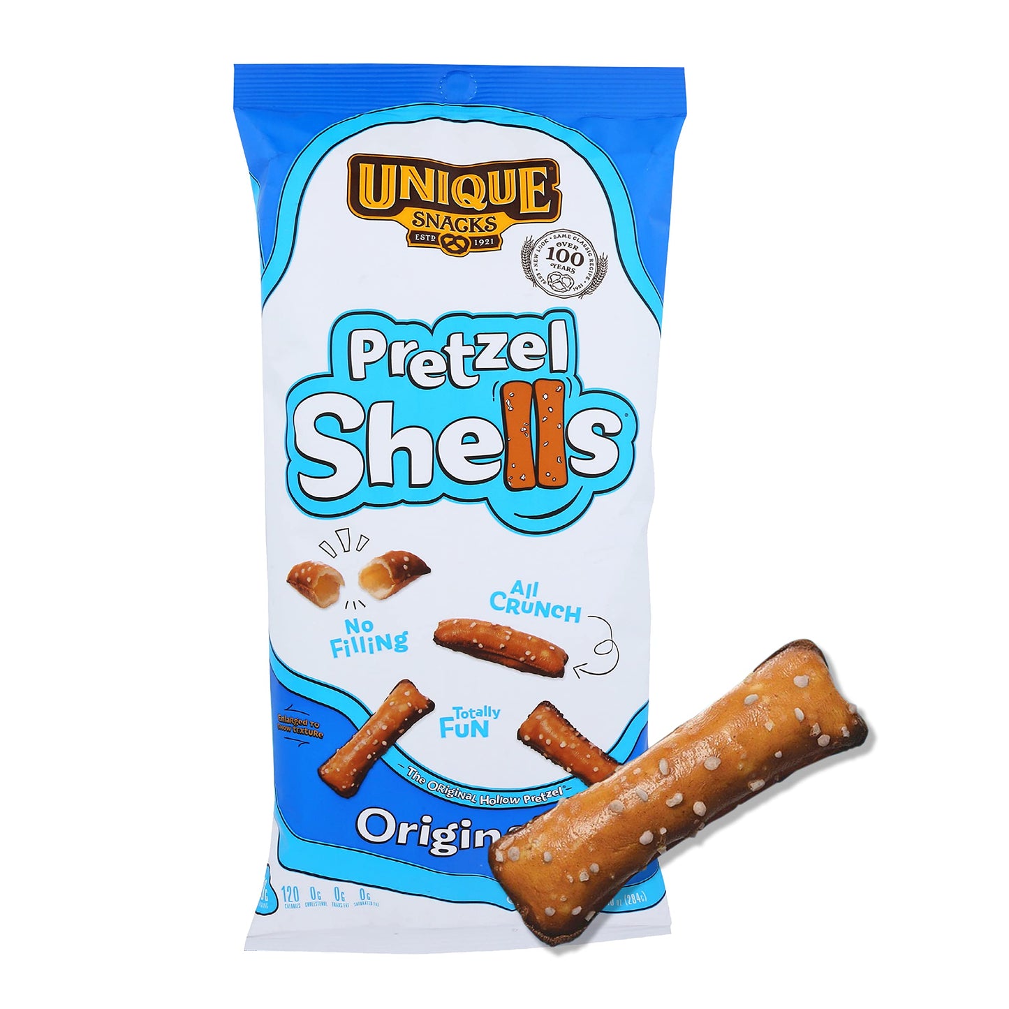 Unique Snacks Original Pretzel Shells, Vegan, OU Kosher, Non-GMO, 10 Oz. Bag, Pack of 6