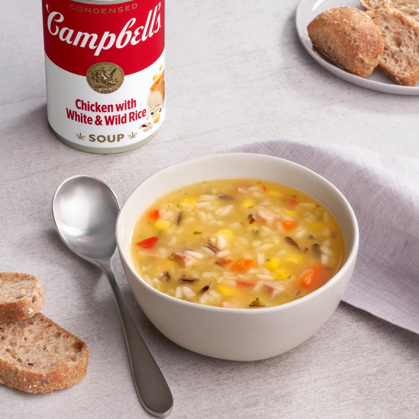 Campbells Condensed Chicken and Rice Soup With White and Wild Rice, 10.5 oz Can