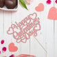 1Pc Happy Valentine's Day Cake Topper Rose Gold Glitter Valentine's Day Cake Topper Decorations for Valentine's Day Theme Weddin