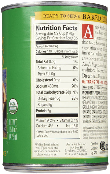 Amy'S Organic Vegetarian Baked Beans - 15 Oz