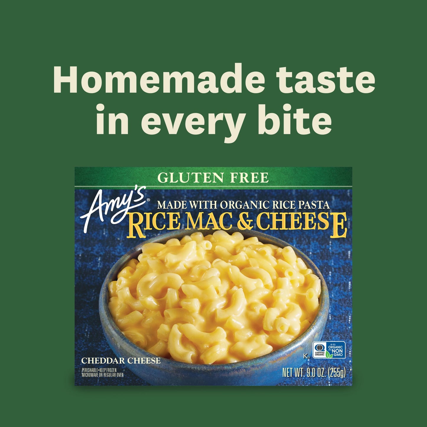 Amys Frozen Meals, Rice Mac and Cheese Pasta Tray, Made With Organic Rice and White Cheddar Cheese, Gluten Free Microwave Meals
