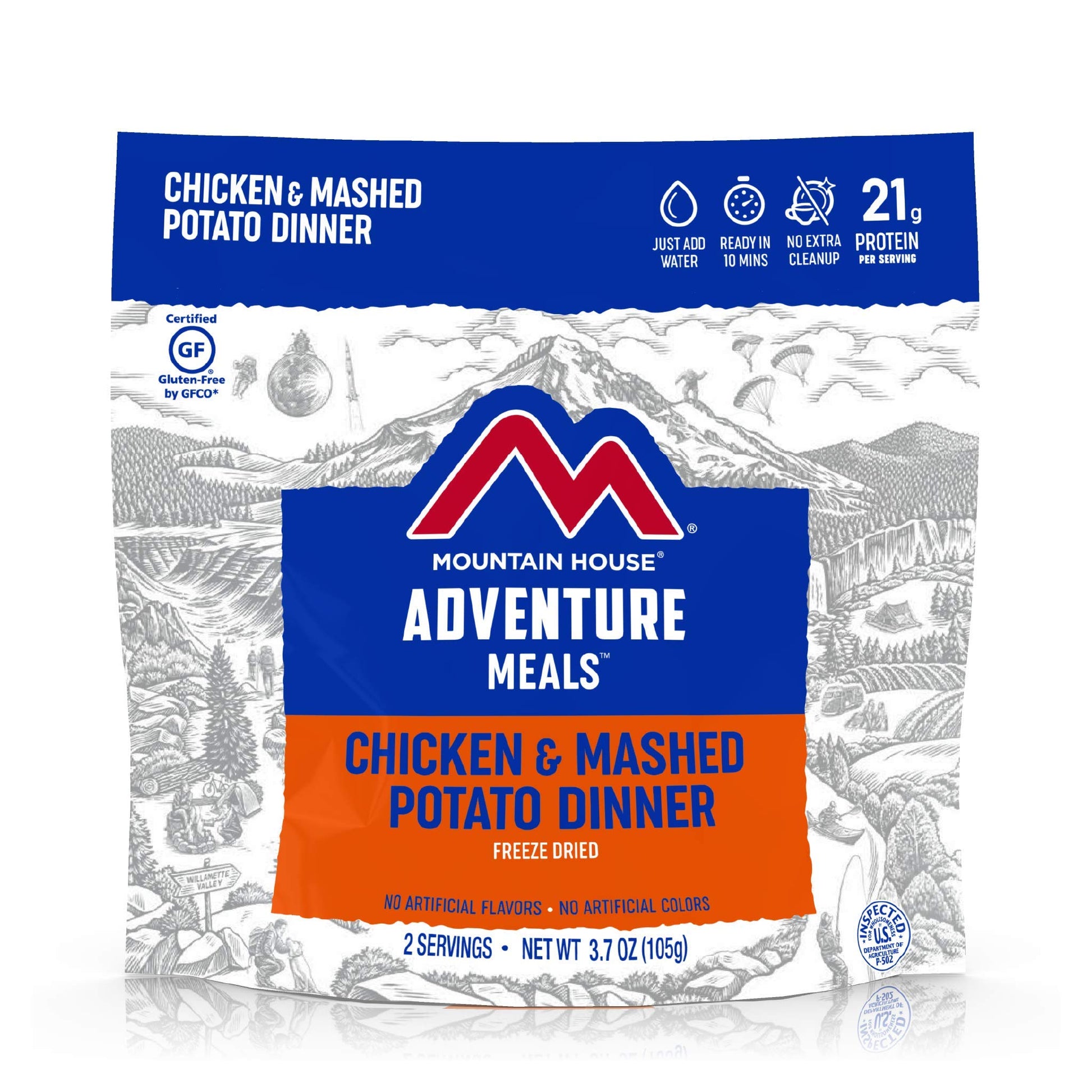 Mountain House Chicken & Mashed Potato Dinner | Freeze Dried Backpacking & Camping Food | 2 Servings | Gluten-Free