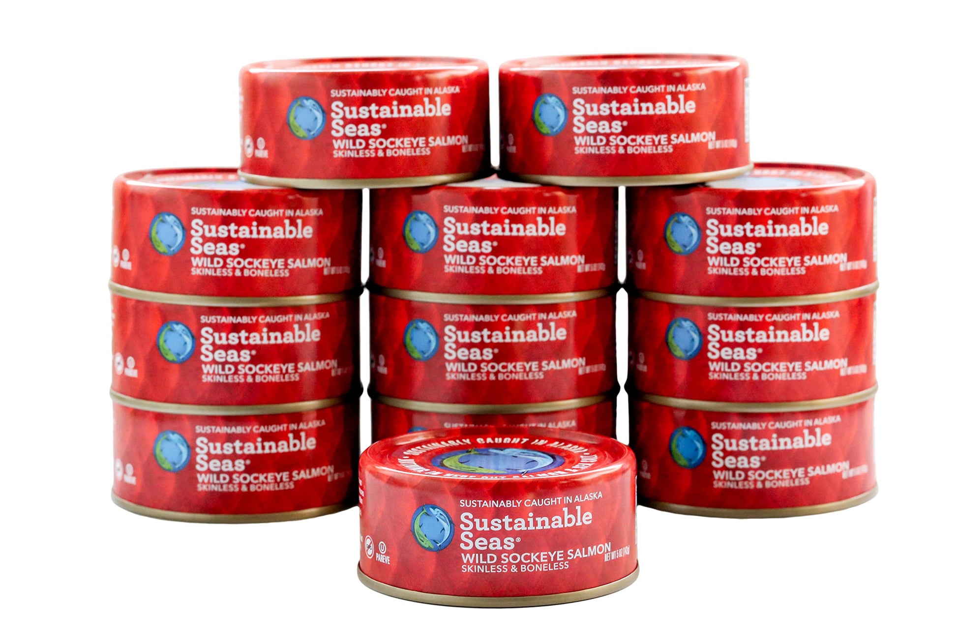 Sustainable Seas Wild Sockeye Salmon, Skinless & Boneless, 5 Oz (Pack Of 12)