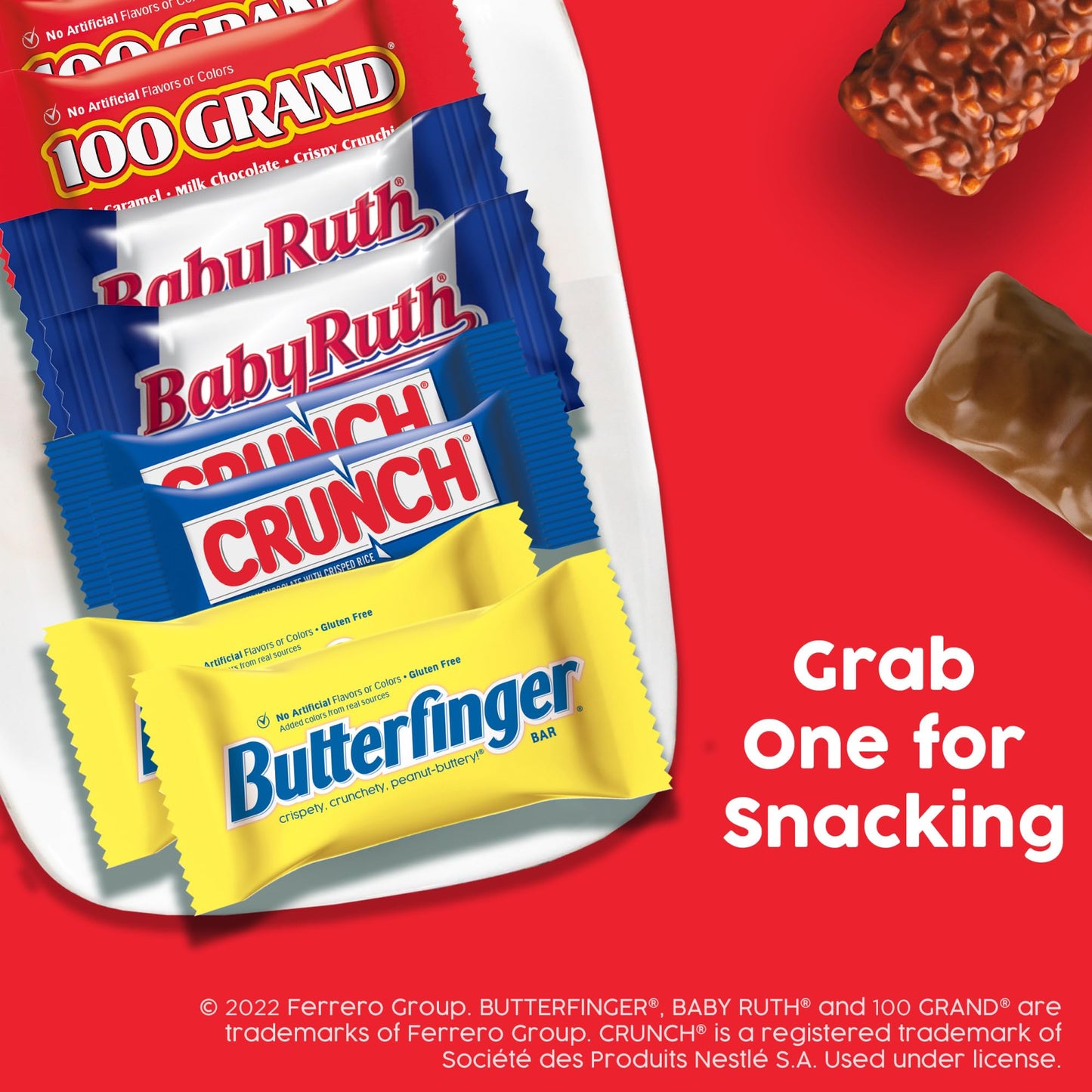 Butterfinger, CRUNCH, Baby Ruth And 100 Grand, 60 Count Candy Variety Pack, Assorted Fun Size Individually Wrapped Candy Bars, H