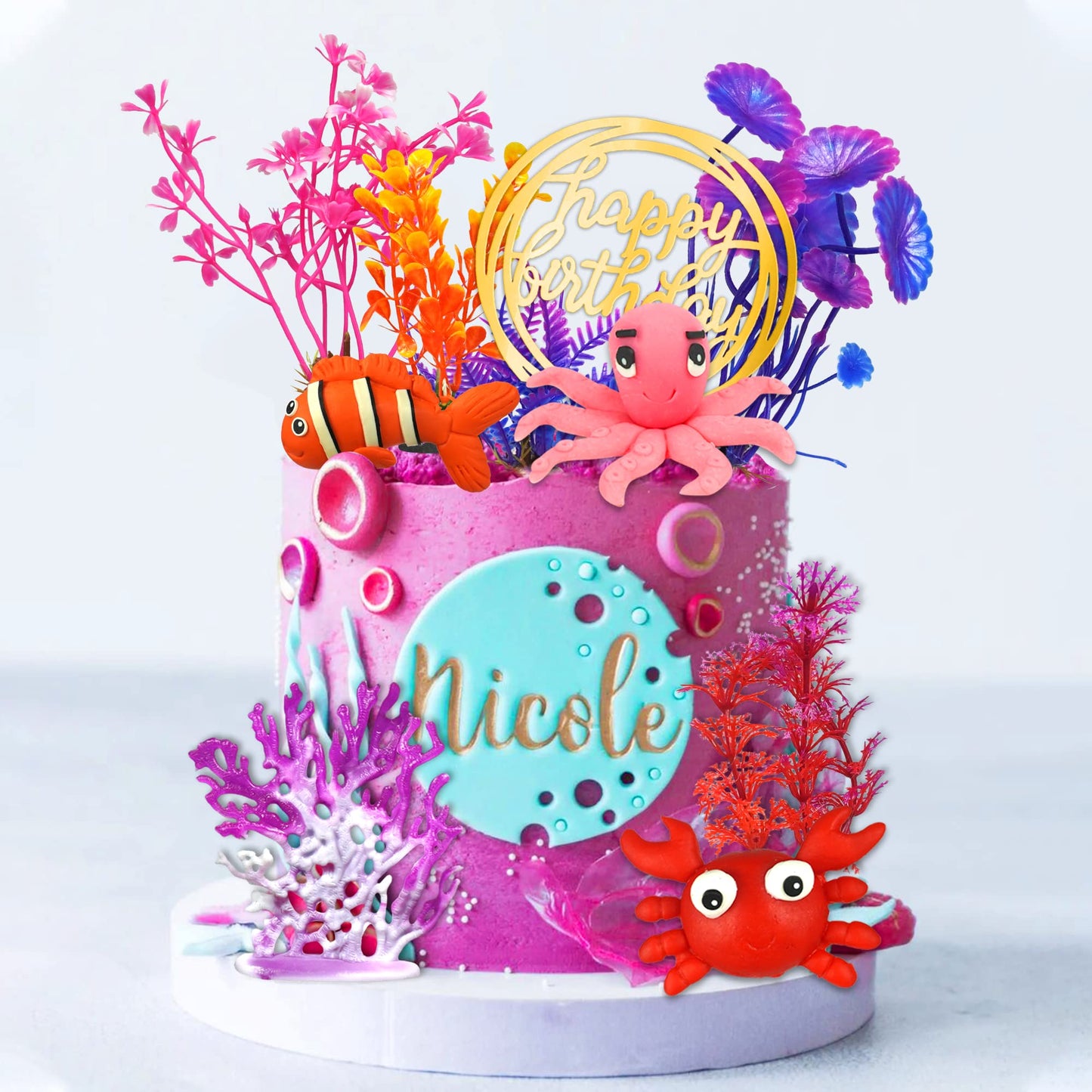 16 Pcs Sea Ocean Cake Toppers Under The Sea Ocean Animals Birthday Cake Decorations For Sea Ocean Theme Baby Shower Birthday Par