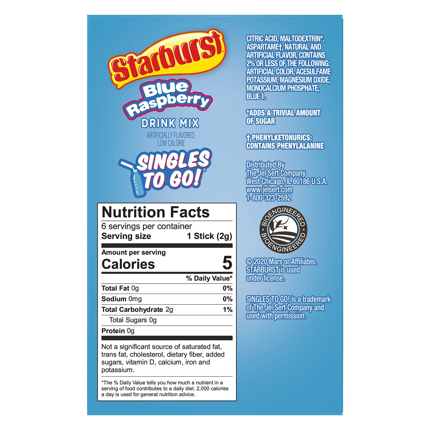 SINGLES TO GO! Powdered Drink Mix, Blue Raspberry, Sugar-Free, 18 Total Servings, 0.48 Ounce (Pack of 3)