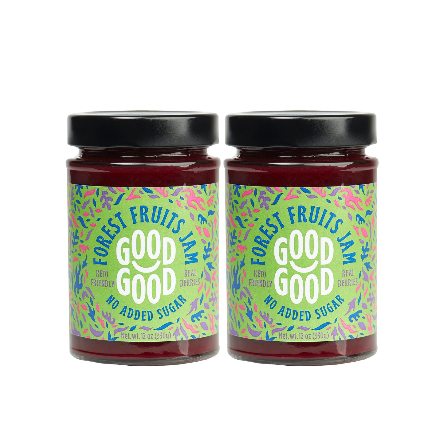 Good Good No Added Sugar Forest Fruit Jam - Keto Friendly Jelly - Low Carb, Low-Calorie And Vegan - Diabetic Friendly - 12Oz / 330G (Pack Of 2)