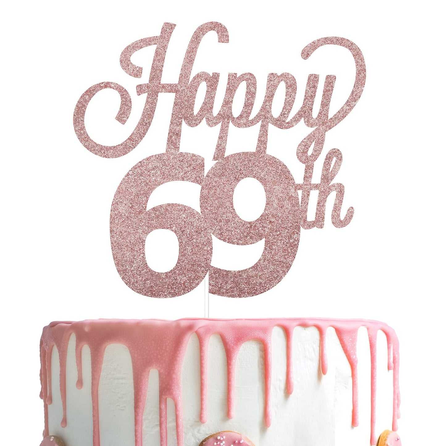 Lingteer Happy 69Th Birthday Cake Topper - Cheers To 69Th Birthday 69 Years Old Birthday Party Cake Decorations Sign.