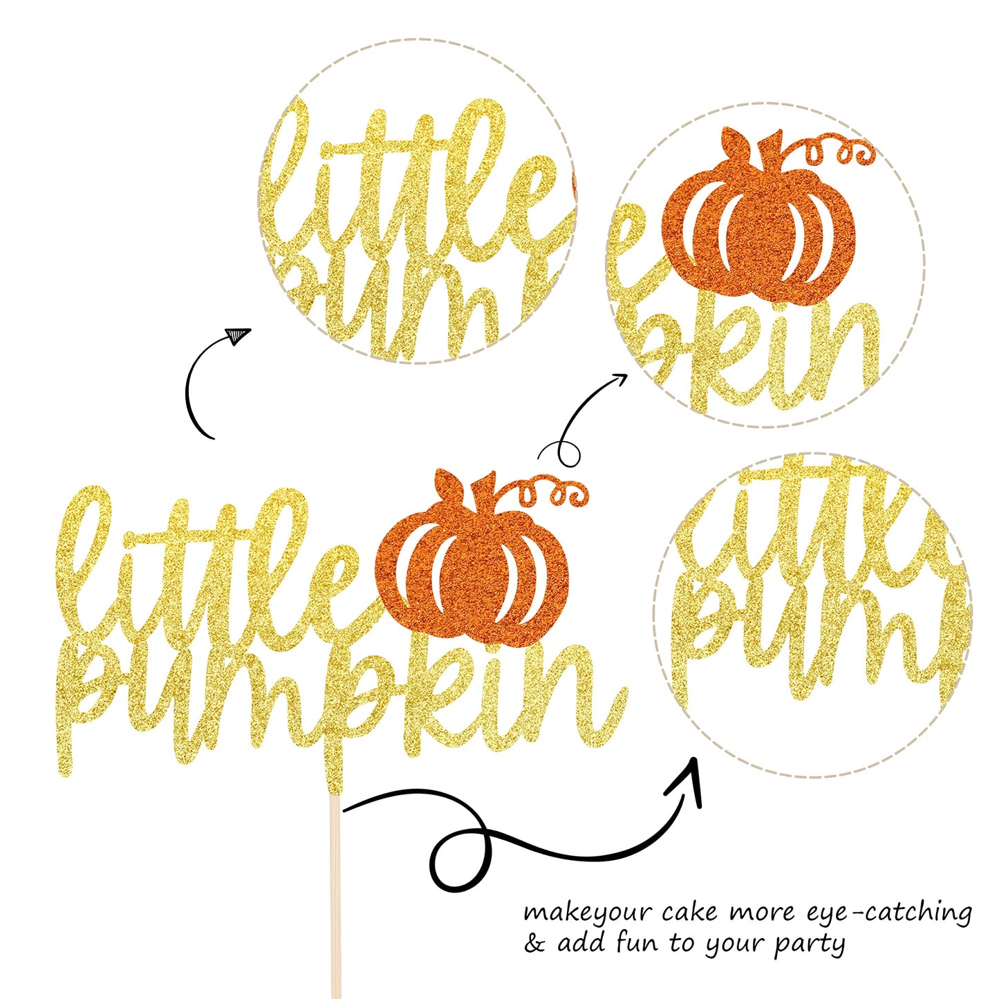 1 Pcs Little Pumpkin Cake Topper Fall Theme Cake Pick Baby Shower Kids Birthday Halloween Thanksgiving Pumpkin Party Decorations