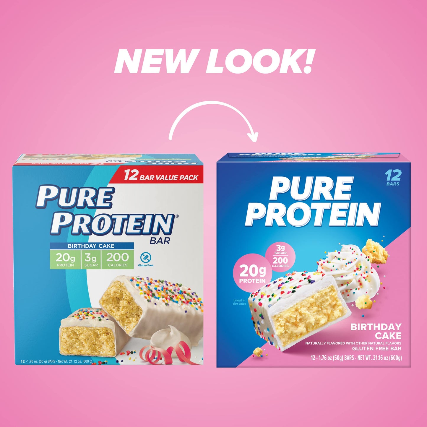 Pure Protein Bars, High Protein, Low Sugar, Gluten Free, Brookie, 4 Count