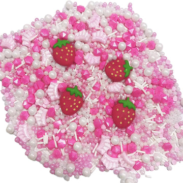 Sentovac Strawberry Sprinkles Pink Crown Pearl Mix Size Candy Sprinkles Edible Sugar Princess Cake Decorating Fancy Sprinkles Ic