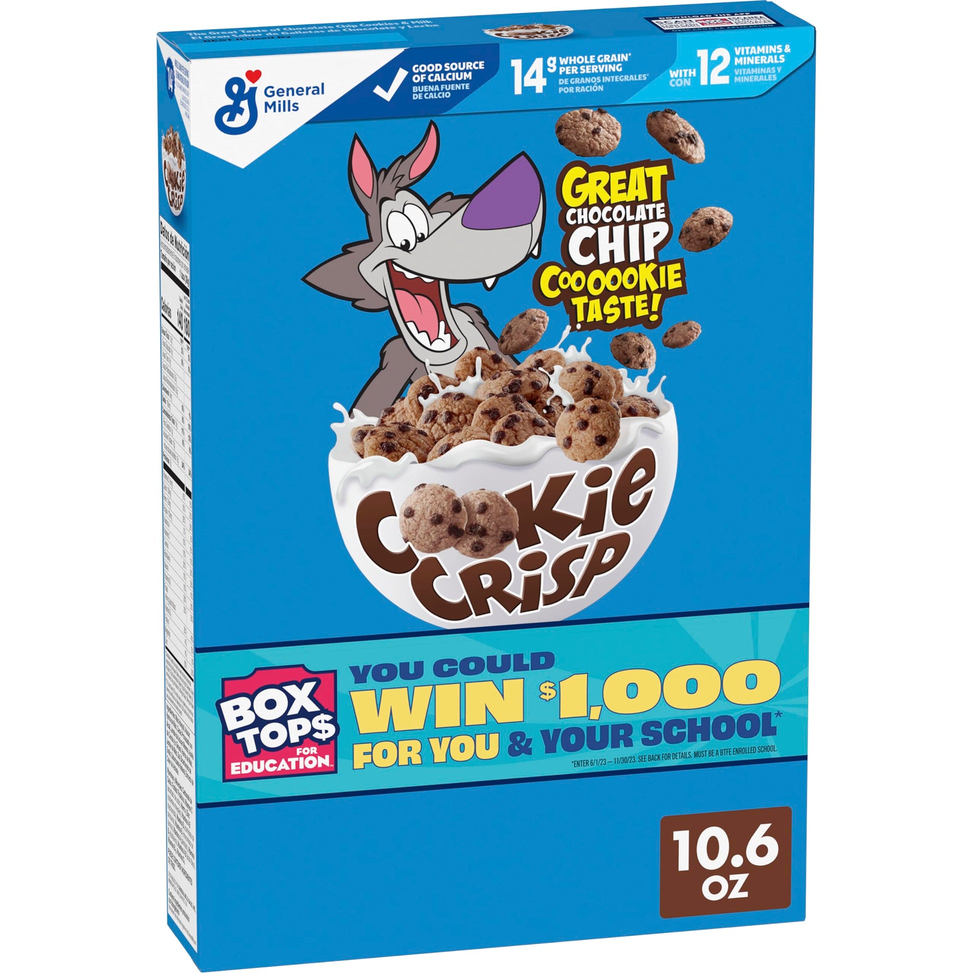 Cookie Crisp Breakfast Cereal, Chocolate Chip Cookie Taste, Made With Whole Grain, 10.6 Oz