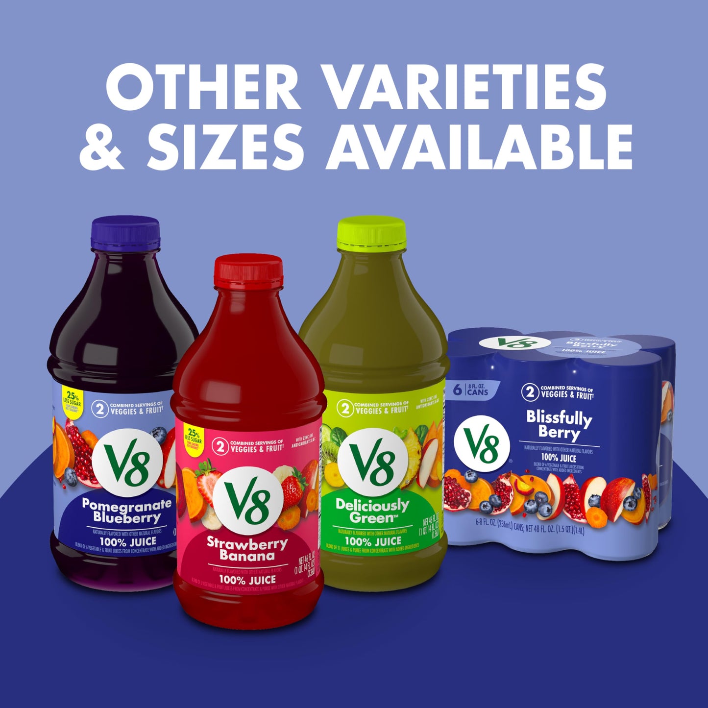 V8 Blissfully Berry 100% Fruit and Vegetable Juice, 8 fl oz Can (24 Pack)