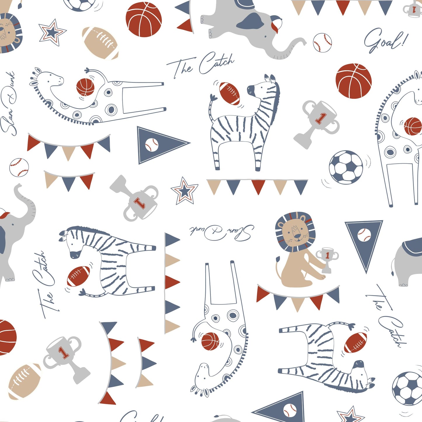 Lambs & Ivy Hall Of Fame Animals/Sports 100% Cotton Fitted Baby Crib Sheet