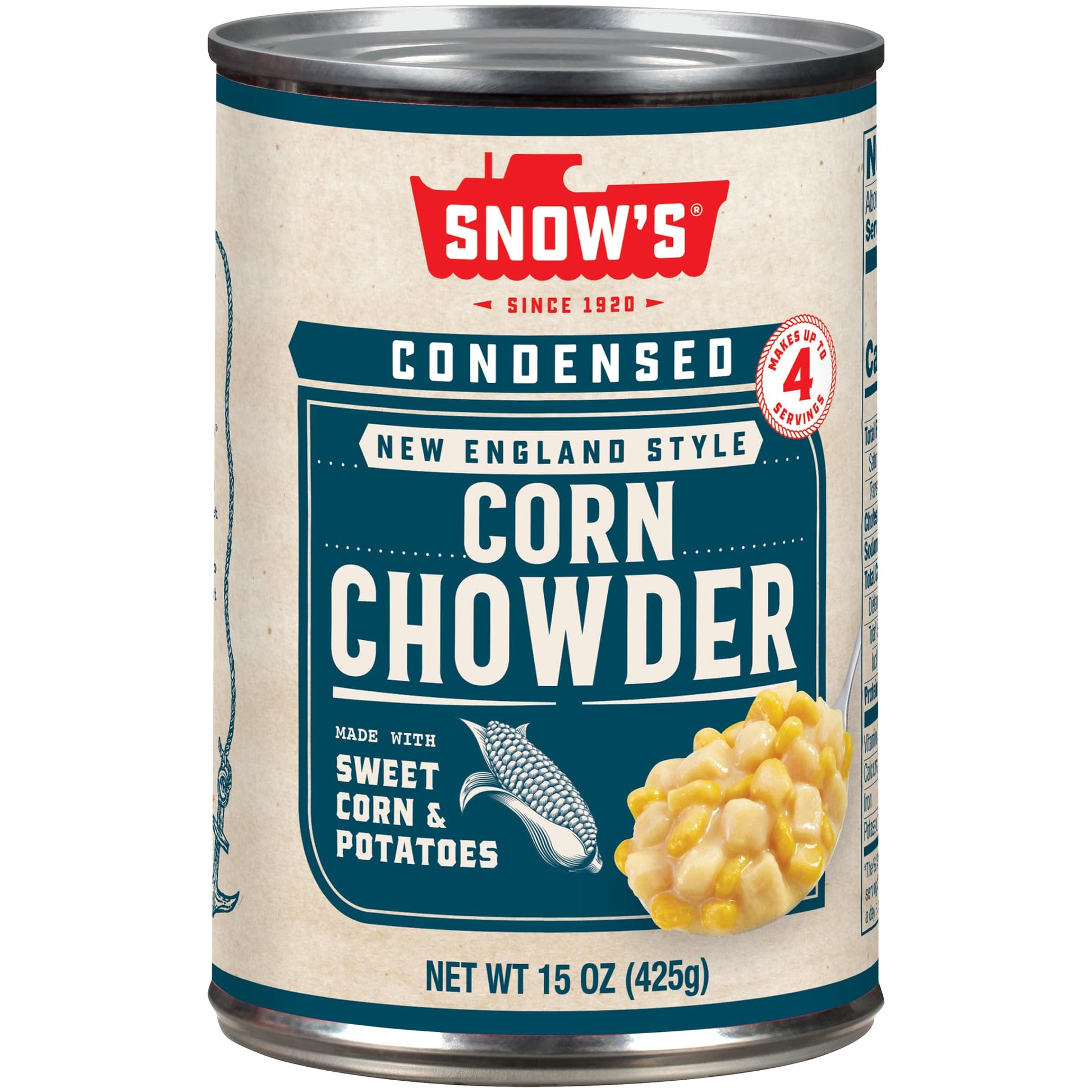 Snows Condensed Corn Chowder, 15 oz Can - Creamy and Comforting Chowder with Corn, Spices and Hearty Potatoes