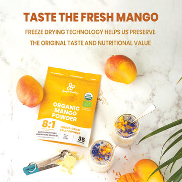 Jungle Powders Organic Mango Powder 5 Ounce Bag, Mango Extract For Baking, Smoothies, Desserts, Freeze Dried Mango Powder, Non G