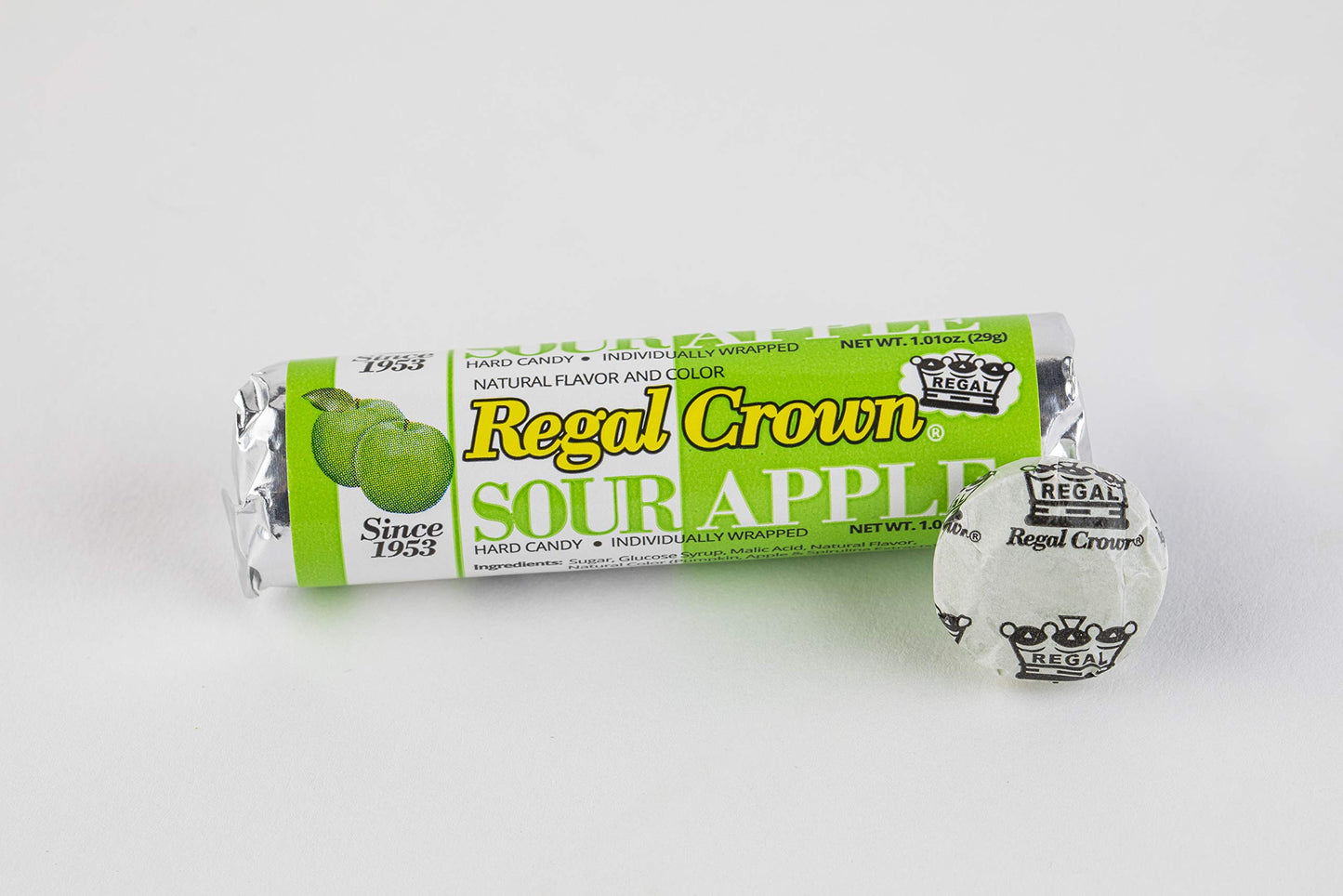 Regal Crown Sour Apple Hard Candy Rolls | Old Fashioned Sour Apple Candy | Traditional Crisp and Tarte Apple Candy Brought To Yo