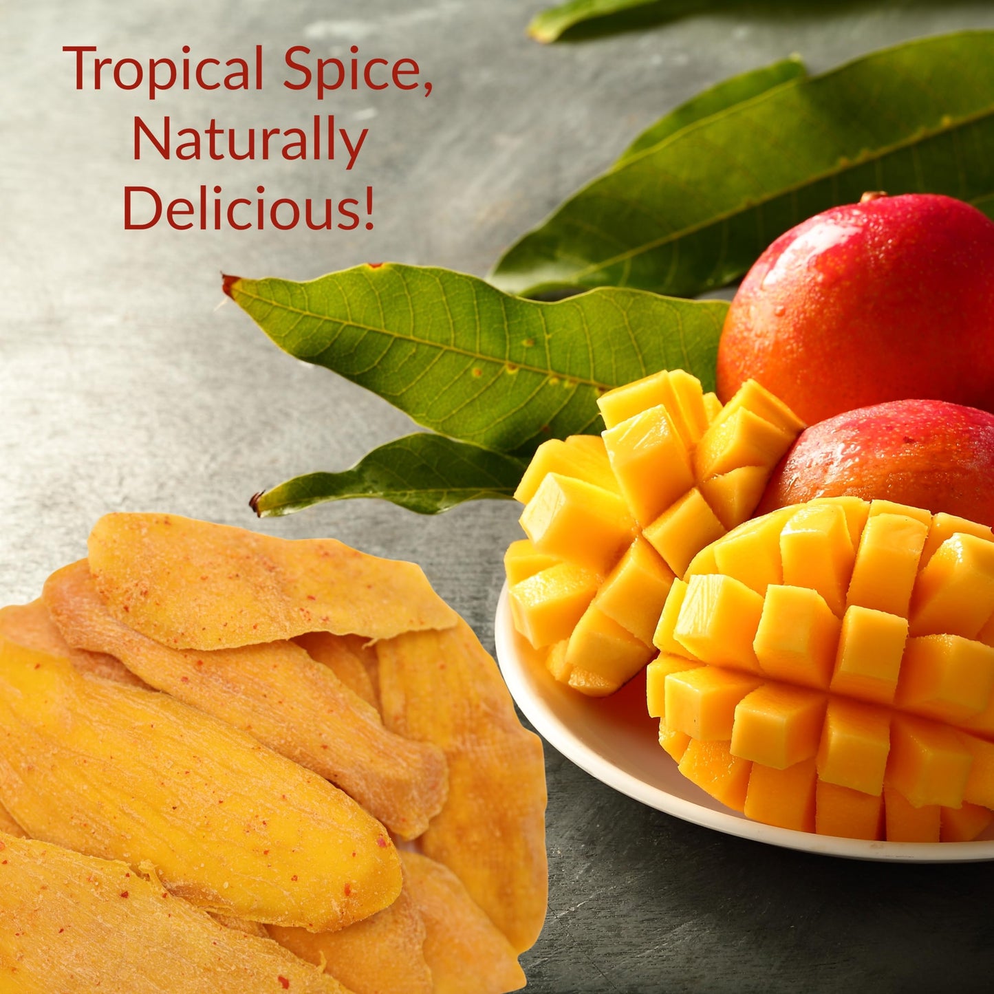 Low Sugar Added SPICY Dried Mango Slices 8 Oz - Delicious Texture Soft & Juicy Low Sugar Added Dried Mango - Naturally Ripened M