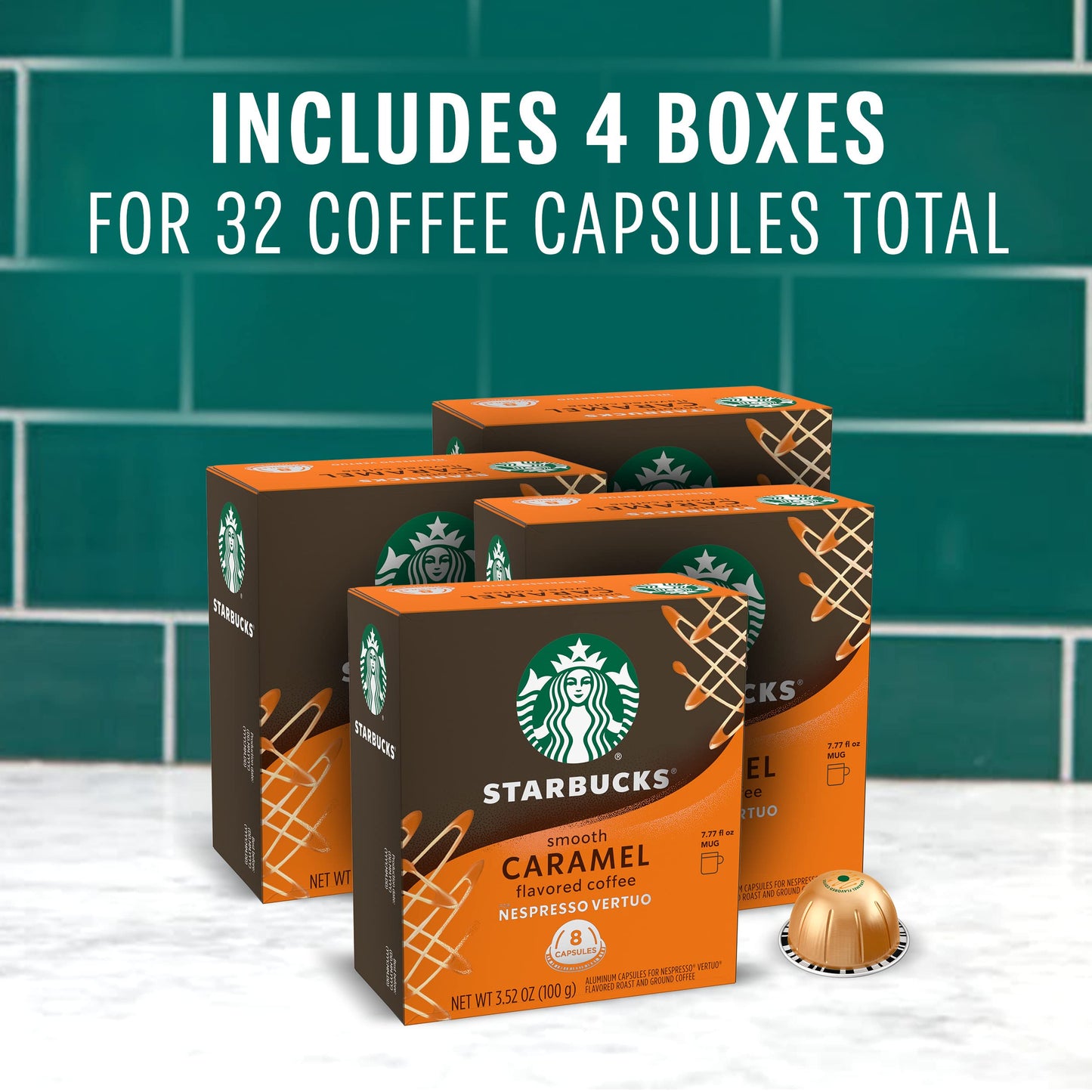 Starbucks Caramel Flavored Coffee Pods, 32-count, 8 oz (Pack of 4)