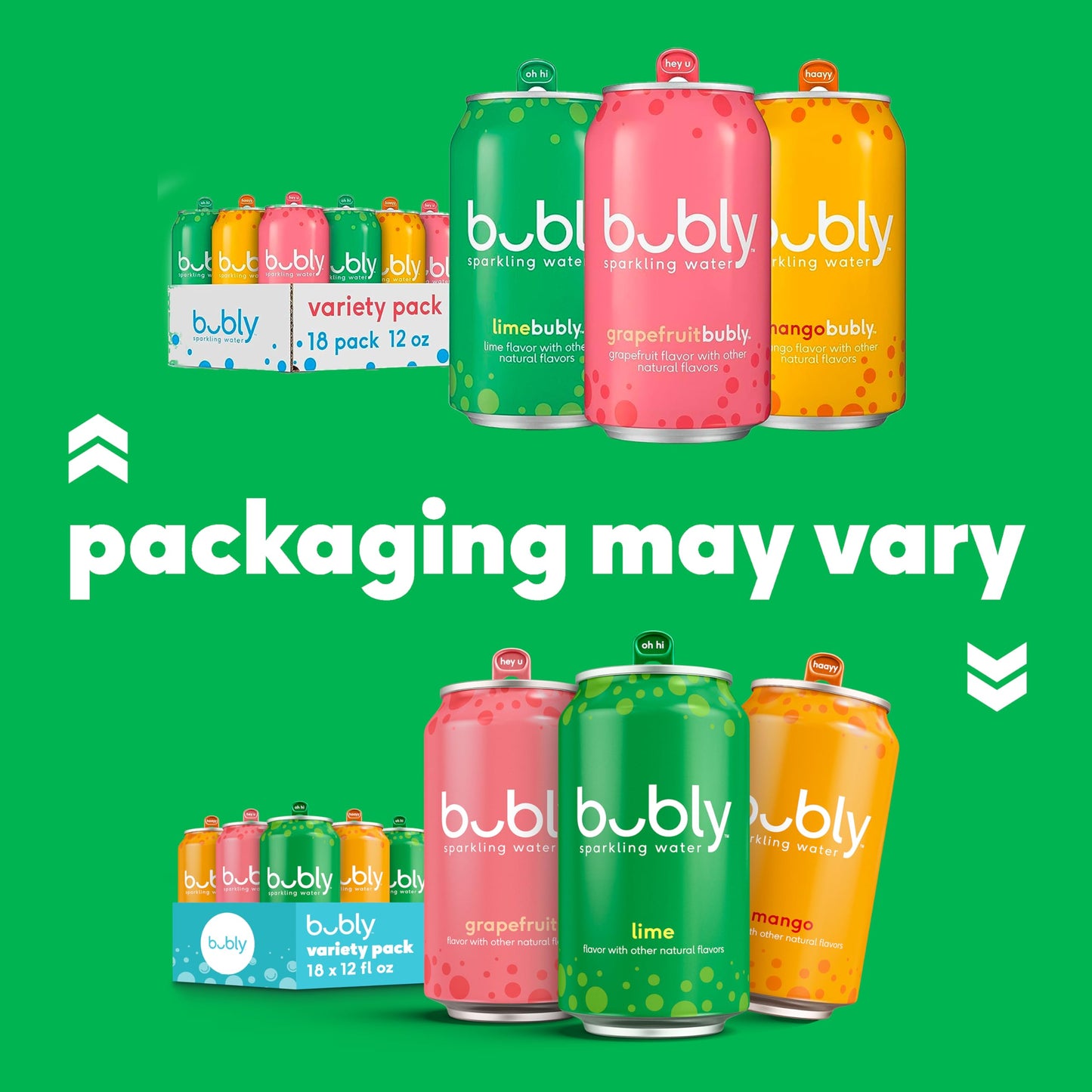 Bubly Sparkling Water, 3 Flavor Variety Pack (Bellini, Strawberry Sunset, Coconut Pineapple), Zero Sugar & Zero Calories, 12 Fl