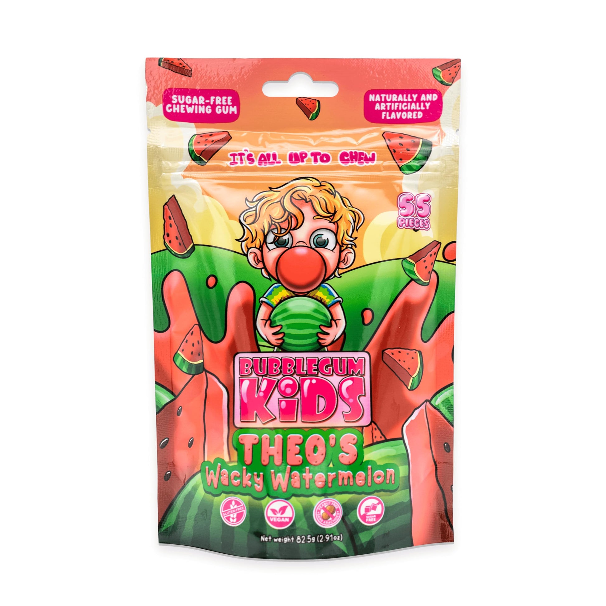 Bubblegum Kids Sugar Free Gum | 55 Count Pack | Vegan, Peanut Free, Low Calorie, Pink