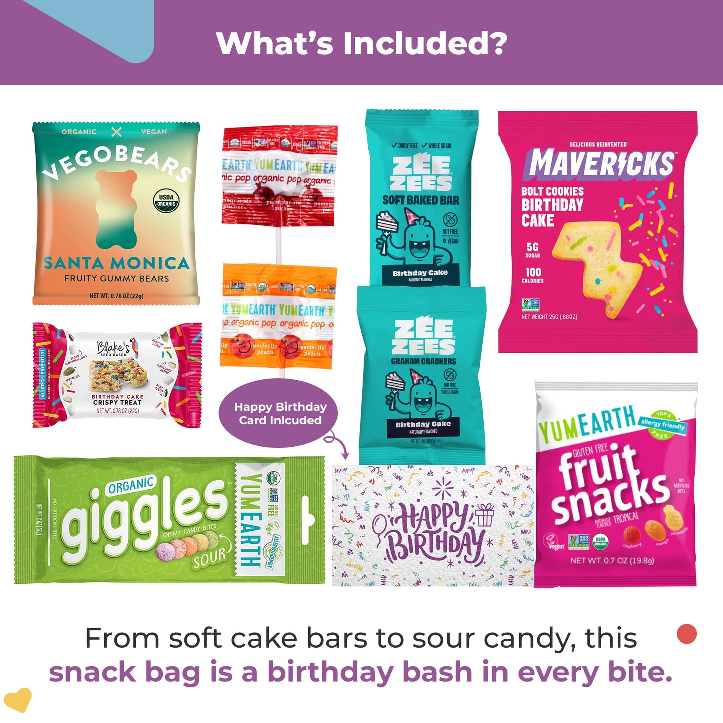 BUNNY · JAMES · Birthday Snacks Bag – Cake-Flavored   & Candy Variety Pack for Kids, Teens & mature-themeds