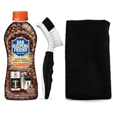 Fox Trot Bar Keepers Friend Coffee Cleaner Panther Pack Microfiber Cleaning Cloth & Scrub Bundle, With A 12Oz Coffee Pot Cleaner